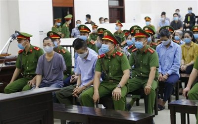 Phiên toà xét xử 29 người dân Đồng Tâm ở Hà Nội hôm 7/9/2020.