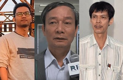 Ba nhà báo của Hội Nhà báo Độc lập (từ trái qua): Nguyễn Hữu Minh Tuấn, Nguyễn Tường Thuỵ, Phạm Chí Dũng